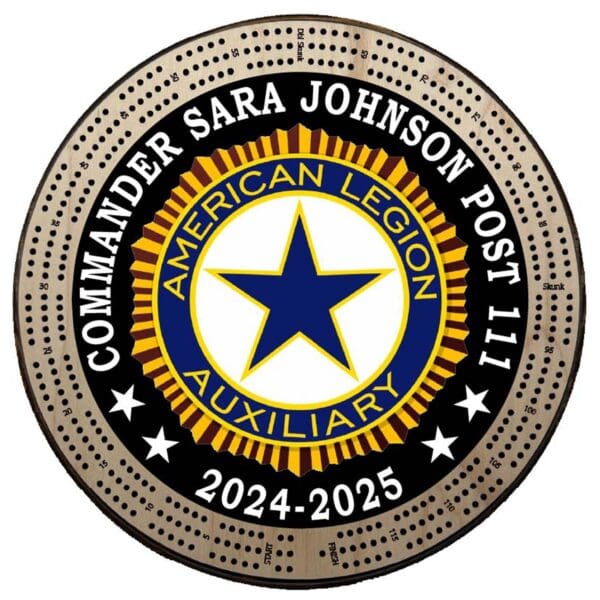 Auxiliary (ALA) | Printed | C3: Commander Name, Post #, Dates Of Service | Cribbage Board