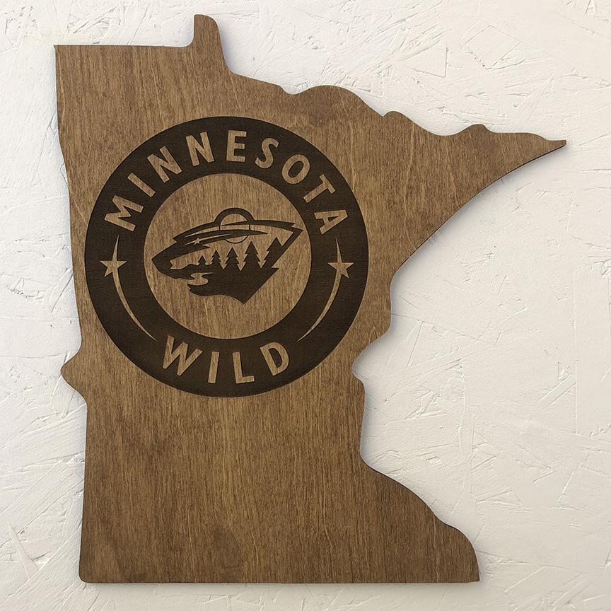 Minnesota Wild logo on MN State Cut out – WC Engraving