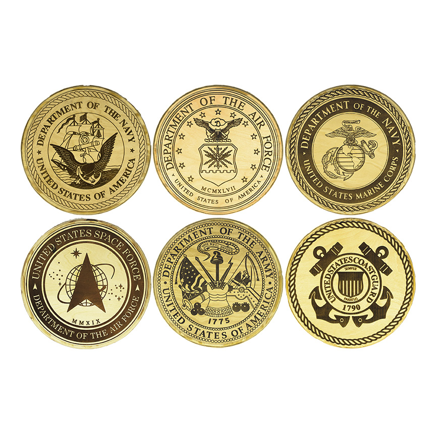 18in 6pc. Official United States Military Branch Emblem Plaque Set (Natural  Backer) (Copy) – WC Engraving