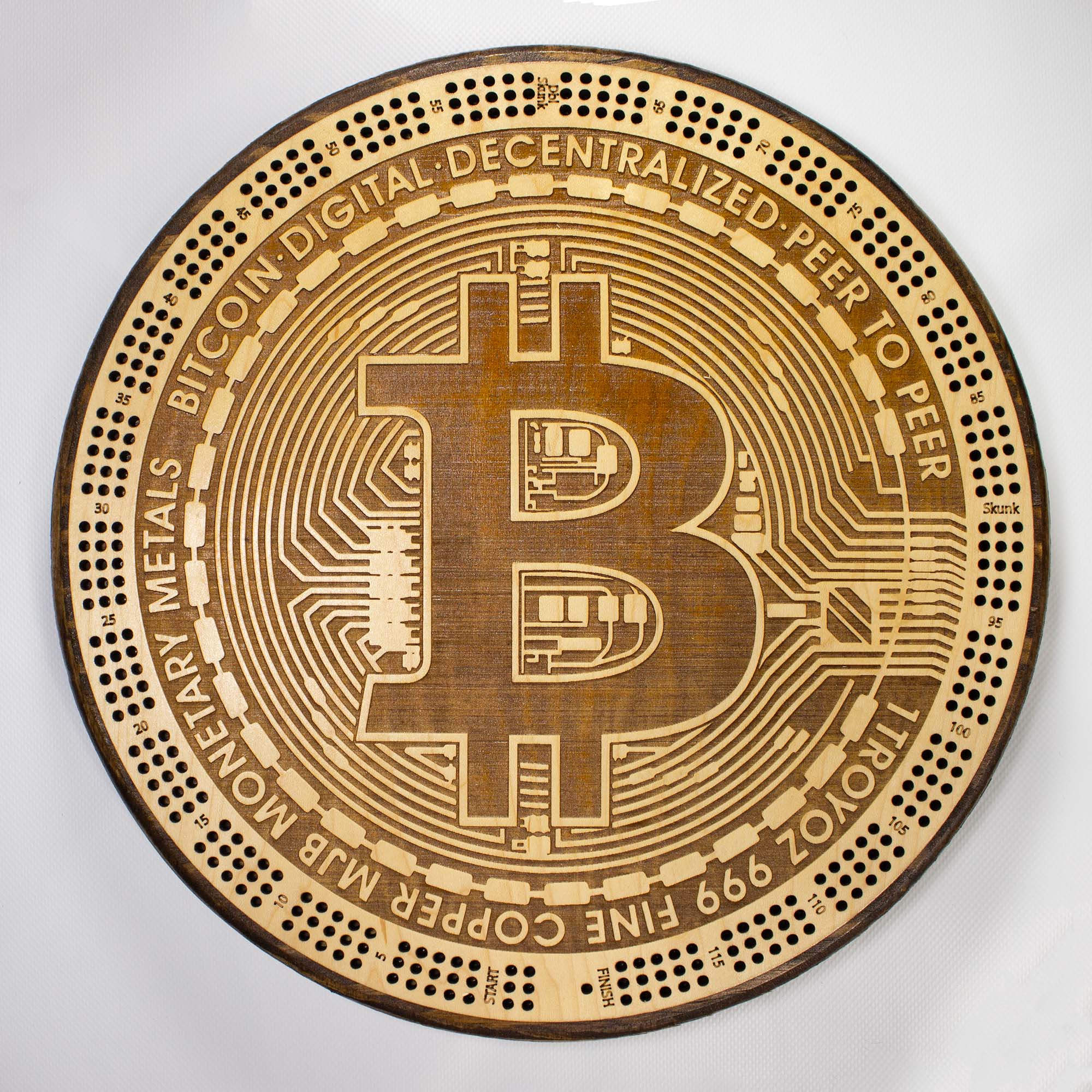 Bitcoin Crypto cribbage board – round 3 track 120 points with pegs – WC ...